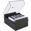 Acrimet 6 x 9 Card File Holder Organizer Box Metal Base Heavy Duty (AZ Index Cards and Divider Included) (Black Color with Crystal Plastic Lid Cover)