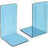 Acrimet Bookends 1 Pair, Clear Plastic Bookends for Shelves or Desktop, Book Holder for Home, Office, Library, School (Clear Crystal Color)(Clear Blue)
