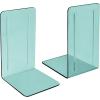 Acrimet Bookends 1 Pair, Clear Plastic Bookends for Shelves or Desktop, Book Holder for Home, Office, Library, School (Clear Crystal Color)(Clear Green)
