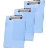 Acrimet Clipboard Memo Size A5 (9 1/4” x 6 5/16”) Low Profile Clip (Plastic) (Clear Blue Color) (3 Pack)