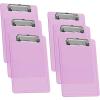 Acrimet Clipboard Memo Size A5 (9 1/4” x 6 5/16”) Low Profile Clip (Plastic) (Clear Pink Color) (6 Pack)