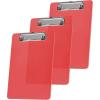 Acrimet Clipboard Memo Size A5 (9 1/4” x 6 5/16”) Low Profile Clip (Plastic) (Clear Red Color) (3 Pack)