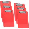 Acrimet Clipboard Memo Size A5 (9 1/4” x 6 5/16”) Low Profile Clip (Plastic) (Clear Red Color) (6 Pack)