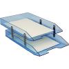 Acrimet Collapsible Articulated Letter Tray 3 Tier Plastic Desktop File Organizer (Clear Blue Color)(Clear Blue Color)