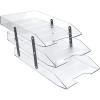 Acrimet Collapsible Articulated Letter Tray 3 Tier Plastic Desktop File Organizer (Clear Crystal Color)