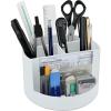 Acrimet Compact Desktop Organizer, 4 Spacious Slots, Round Pencil and Accessories Holder with Photo Slot, Ideal for Office, Art Supplies, Vanity Storage, and Home Organization (White Plastic)