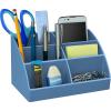Acrimet Desktop Organizer – Easy Organizer Caddy Holder for Office, Home and School use (Plastic) (Solid Blue Color)