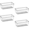 Acrimet Drawer Organizer Modular, Box Tray Storage Bins for Office, Home, Makeup, Kitchen, Junk Drawer ( 4 Pieces) (Clear Crystal Plastic)