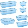 Acrimet Drawer Organizer Modular, Box Tray Storage Bins for Office, Home, Makeup, Kitchen, Junk Drawer (7 Units – 4 Sizes) (Clear Purple Plastic)(r.blue)