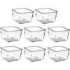 Acrimet Drawer Organizer Modular, Box Tray Storage Bins for Office, Home, Makeup, Kitchen, Junk Drawer (8 Pieces) (Clear Crystal Plastic)