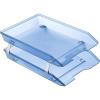 Acrimet Facility 2 Tier Letter Tray, Front Load, Letter Size/A4, Desktop File Organizer, Plastic (Clear Smoke Color)(Clear Blue)