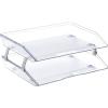 Acrimet Facility 2 Tier Letter Tray, Side Load, Letter Size/A4, Desktop File Organizer, Plastic (Clear Crystal Color)