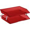 Acrimet Facility 2 Tier Letter Tray, Side Load, Letter Size/A4, Desktop File Organizer, Plastic (Clear Red Color)
