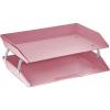 Acrimet Facility 2 Tier Letter Tray, Side Load, Letter Size/A4, Desktop File Organizer, Plastic (Solid Pink Color)
