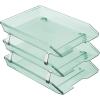 Acrimet Facility 3 Tier Letter Tray, Front Load, Letter Size/A4, Desktop File Organizer, Plastic (Clear Green Color)