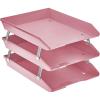 Acrimet Facility 3 Tier Letter Tray, Front Load, Letter Size/A4, Desktop File Organizer, Plastic (Solid Pink Color)