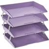 Acrimet Facility 3 Tier Letter Tray, Side Load, Letter Size/A4, Desktop File Organizer, Plastic (Clear Crystal Color)(Solid Purple Color)