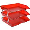 Acrimet Facility 3 Tier Letter Tray, Side Load, Letter Size/A4, Desktop File Organizer, Plastic (Clear Pink Color)(Clear Red Color)