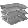 Acrimet Facility 3 Tier Letter Tray, Side Load, Letter Size/A4, Desktop File Organizer, Plastic (Clear Pink Color)(Smoke)