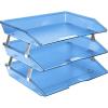 Acrimet Facility 3 Tier Letter Tray, Side Load, Letter Size/A4, Desktop File Organizer, Plastic (Solid Purple Color)(Clear Blue)