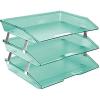 Acrimet Facility 3 Tier Letter Tray, Side Load, Letter Size/A4, Desktop File Organizer, Plastic (Solid Purple Color)(Clear Green Color)