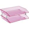 Acrimet Facility 4 Tier Letter Tray, Side Load, Letter Size/A4, Desktop File Organizer, Plastic (Clear Pink)(Clear Pink Color)