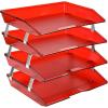 Acrimet Facility 4 Tier Letter Tray, Side Load, Letter Size/A4, Desktop File Organizer, Plastic (Clear Pink)(Clear Red Color)