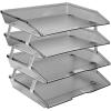 Acrimet Facility 4 Tier Letter Tray, Side Load, Letter Size/A4, Desktop File Organizer, Plastic (Clear Pink)(Smoke Color)