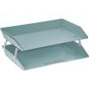Acrimet Facility 4 Tier Letter Tray, Side Load, Letter Size/A4, Desktop File Organizer, Plastic (Clear Pink)(Solid Green Color)