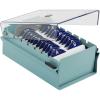 Acrimet Index Business Card Size File Holder Organizer Box Metal Base Heavy Duty (AZ Index Cards and Divider Included) (Green Color with Clear Crystal Plastic Lid Cover)