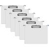 Acrimet Landscape Hanging File Folder Clipboard – Letter Size MDF Board with Low Profile Clip & Side Hooks – Fits File Drawers, Boxes & Cabinets – White Front with Blue Hooks – 6 Pack