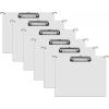 Acrimet Landscape Hanging File Folder Clipboard – Letter Size MDF Board with Low Profile Clip & Side Hooks – Fits File Drawers, Boxes & Cabinets – White Front with Beige Hooks – 6 Pack