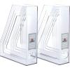 Acrimet Magazine File Holder, Durable Rack, Space-Saving Organizer (Plastic) (Clear Crystal Color) (2 pack)