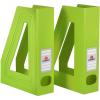 Acrimet Magazine File Holder, Durable Rack, Space-Saving Organizer (Plastic) (Green Citrus Color) (2 Pack)