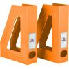 Acrimet Magazine File Holder, Durable Rack, Space-Saving Organizer (Plastic) (Orange Color) (2 Pack)
