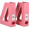 Acrimet Magazine File Holder, Durable Rack, Space-Saving Organizer (Plastic) (Solid Pink Color) (2 pack)
