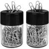 Acrimet Magnetic Paper Clip Holder Dispenser, Round Design, 100 Regular Paper Clip Capacity (Clear Crystal Base/ Black Magnetic Lid) (2 pack)