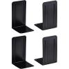 Acrimet Metal Bookends, Non-Skid Book Stand for Shelves, Heavy Duty Book Stopper, 6-7/8″ H x 4″ W x 4-1/2“ D, Black, 4 Units