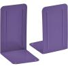 Acrimet Metal Bookends, Non-Skid Book Stand for Shelves, Heavy Duty Book Stopper, 6-7/8″ H x 4″ W x 4-1/2“ D, Silver, 1 Pair(Purple)
