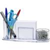 Acrimet Millennium Desktop Organizer Holder for Pen, Pencil, Clip, Paper and Desk Accessories (Plastic) (Paper Included) (Clear Crystal Color)(Crystal)