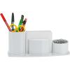 Acrimet Millennium Desktop Organizer Holder for Pen, Pencil, Clip, Paper and Desk Accessories (Plastic) (Paper Included) (White Color)