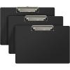 Acrimet Plastic Clipboard Landscape, Letter Size A4, Low Profile Clip, 9 1/16” x 13 3/8”, (Black Color) (3 Pack)
