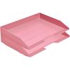 Acrimet Stackable Letter Tray 2 Tier Side Load, Plastic, Desktop File Organizer (Solid Pink Color)