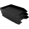 Acrimet Stackable Letter Tray, 3 Tier Front Load Desktop File Organizer, A4 Letter Size, Plastic, Black