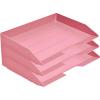 Acrimet Stackable Letter Tray 3 Tier Side Load, Plastic, Desktop File Organizer (Solid Pink Color)
