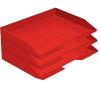 Acrimet Stackable Letter Tray 3 Tier Side Load, Plastic, Desktop File Organizer (Solid Red Color)