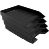 Acrimet Stackable Letter Tray, 4 Tier Front Load Desktop File Organizer, A4 Letter Size, Plastic, Black
