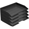 Acrimet Stackable Letter Tray 4 Tier Side Load, Plastic, Desktop File Organizer (Black Color)