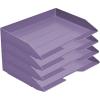 Acrimet Stackable Letter Tray 4 Tier Side Load, Plastic, Desktop File Organizer (Solid Purple Color)