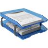 Acrimet Traditional 2 Tier Letter Tray, Front Load Design, A4 Letter Size, Desktop Organizer (Plastic) (Clear Blue Color)